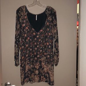 Free People Long Sleeve Dress Navy Floral